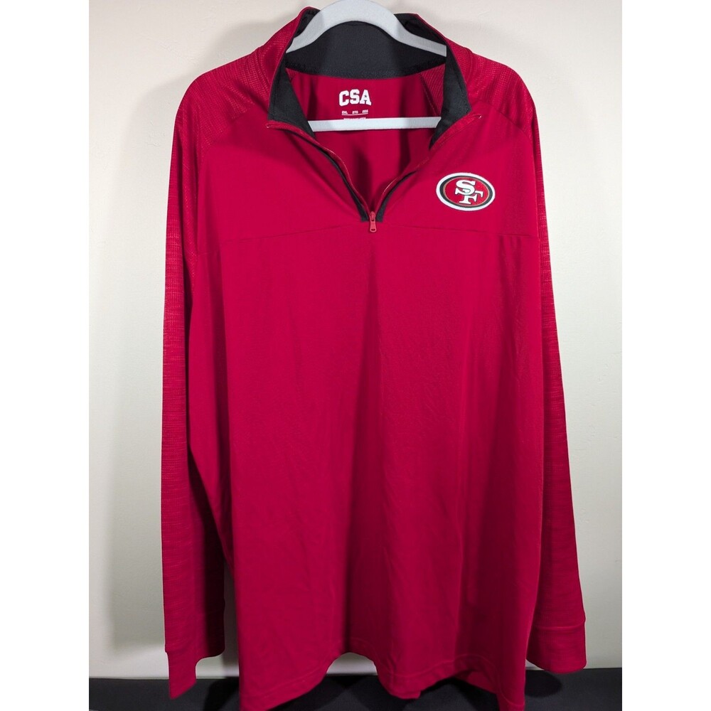 San Francisco 49ers Mens 2XL Red Quarter Zip Long Sleeve Pullover CSA NFL